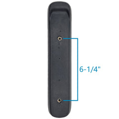 Bottom view of the 12 in. Armrest Pad for Merits Scooters showing mounting holes and dimensions