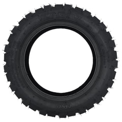 Side view of the replacement 13x3.50-8 Front/Rear Tire for Pride Pursuit 2 Electric Scooter features a knobby tread for extra traction. Qind QD-530-01 Sidrim:2.50 Tire
