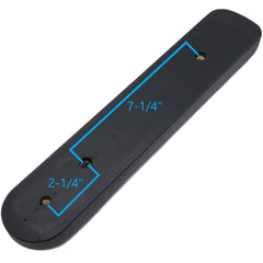 Bottom view of the 14 in. Armrest Pad for Merits Power Wheelchairs showing 43780035 mounting holes and dimensions