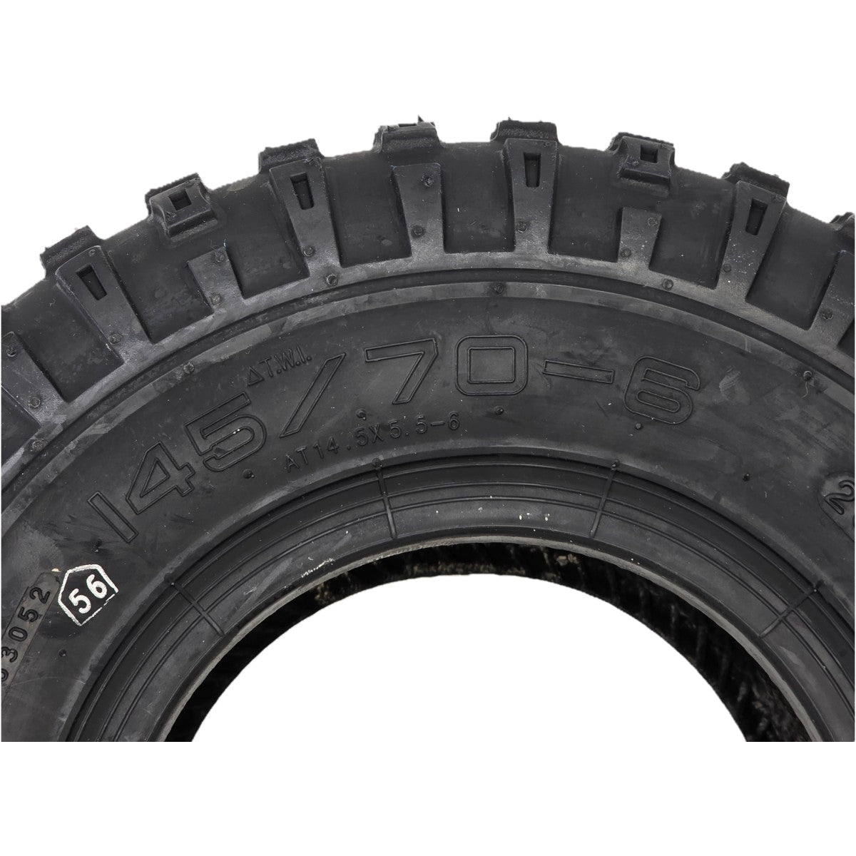 The 145/70-6 Tube Type Knobby Wheelchair / Scooter Tire for Extreme X8 features an aggressive tread for traction on offroad terrain.