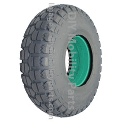 The 4.00-6 Knobby Foam Filled Wheelchair Tire features an aggressive C-166 tread design that extends onto the sidewall of the tire and the generous space between the knobby tread make this a good turf tire.