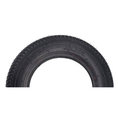 Side view of the replacement 14 x 3 in. (3.00-8) knobby Pneumatic wheelchair tire in non-marring black is a very popular tire size and commonly used for the drive wheel on power chairs.