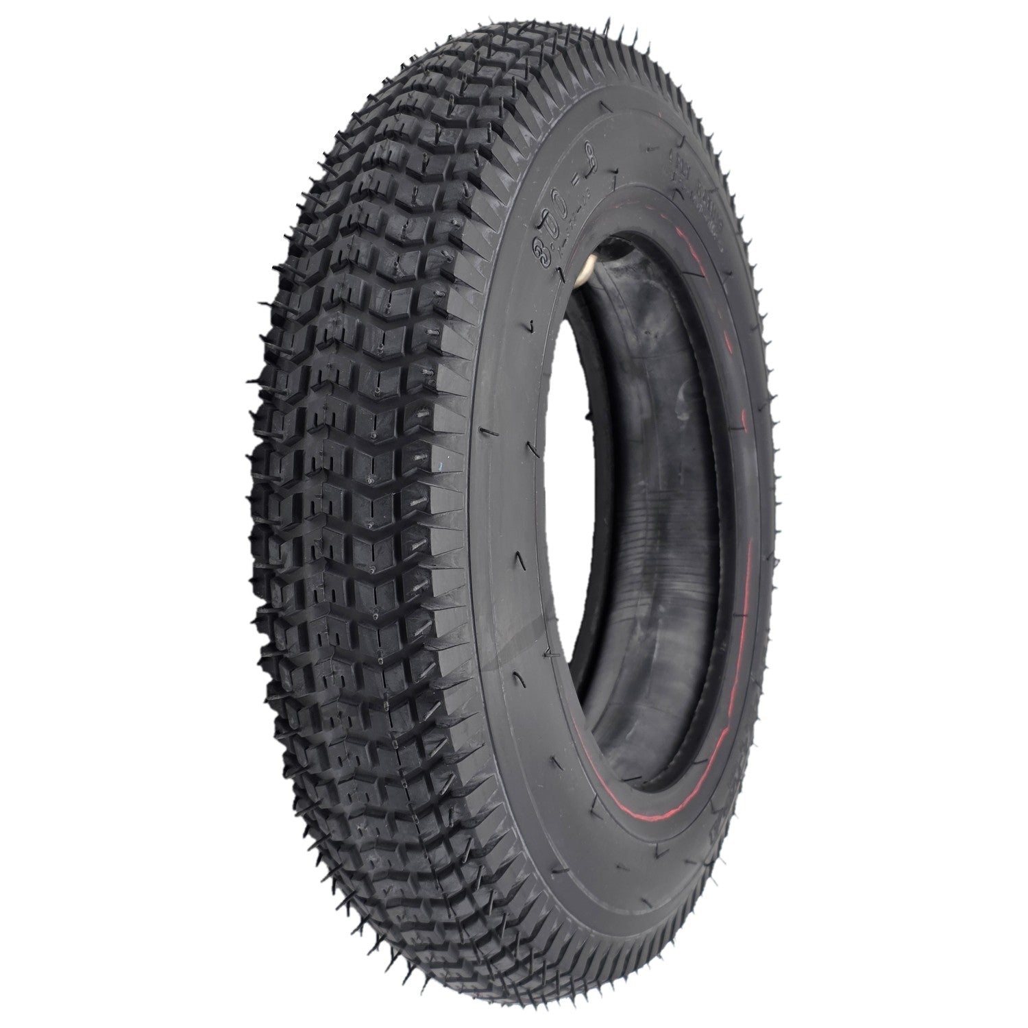 This 14 x 3 in. (3.00-8) knobby Pneumatic wheelchair tire in non-marking black is a very popular tire size and commonly used for the drive wheel on power chairs.