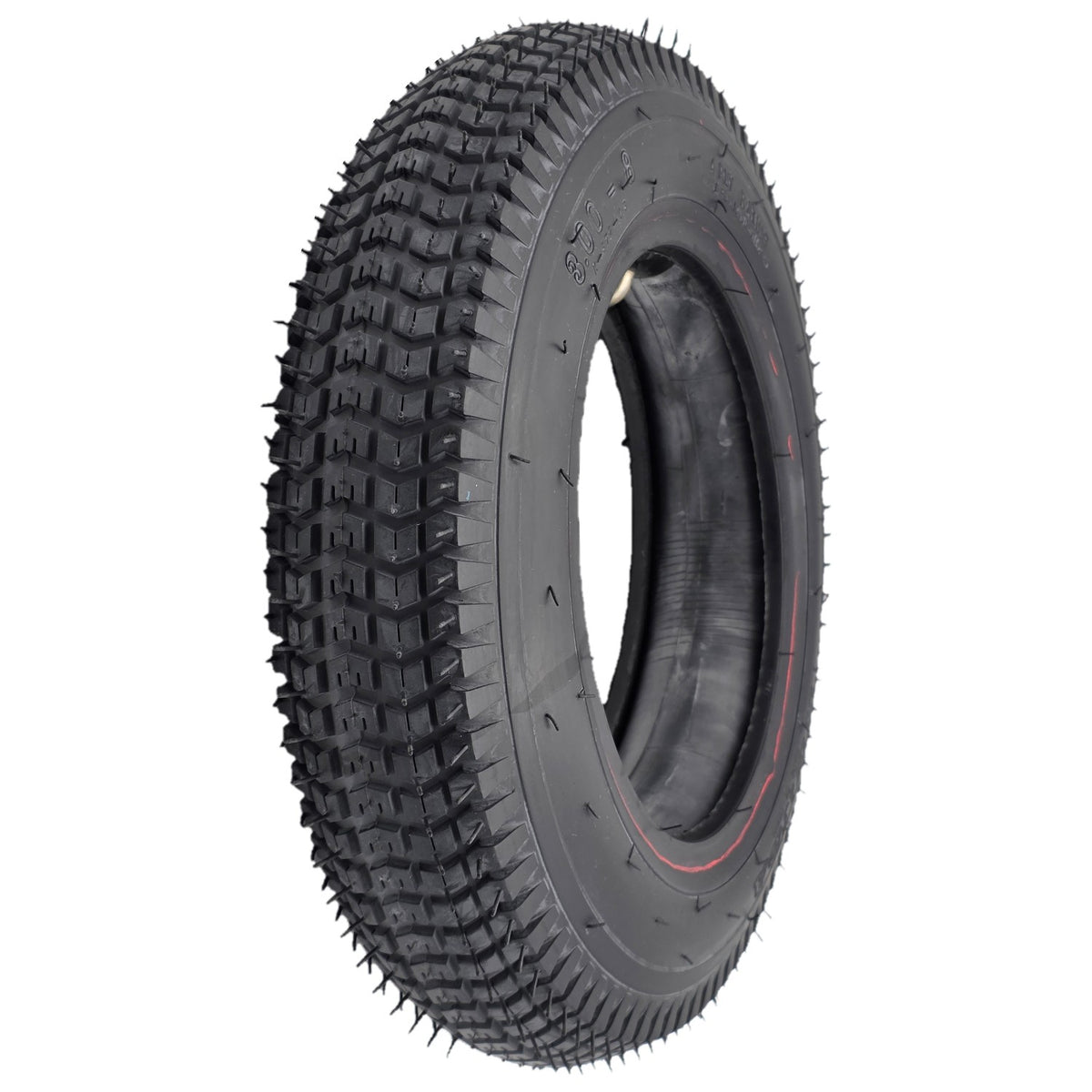 This 14 x 3 in. (3.00-8) knobby Pneumatic wheelchair tire in non-marking black is a very popular tire size and commonly used for the drive wheel on power chairs.