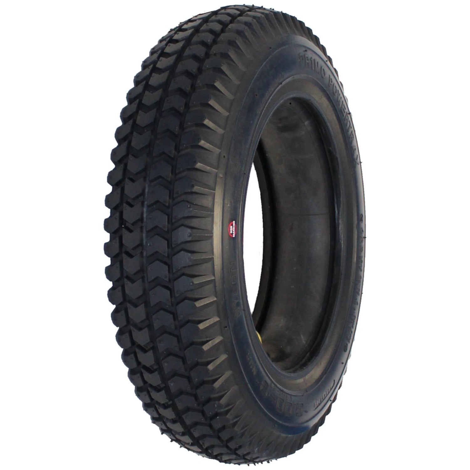 This 14 x 3 in. (3.00-8) Primo Powertrax Wheelchair Tire features a C-248 knobby tread in black