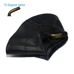 Close up view of the 2.80 x 2.50-4 / 9 x 3.50-4 Wheelchair Inner Tube shown with a 75 degree Schrader valve