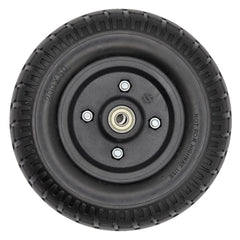 Side view of the 200x50 Merits caster wheel assembly with solid Black PU tire. Fits Regal and Dualer scooters.