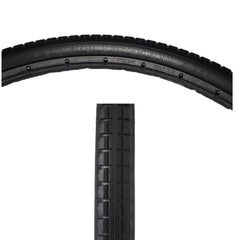 Close up view of the 22 x 1 3/8 inch (37-501) Primo Orion urethane wheelchair street tire showing black P-163 tread