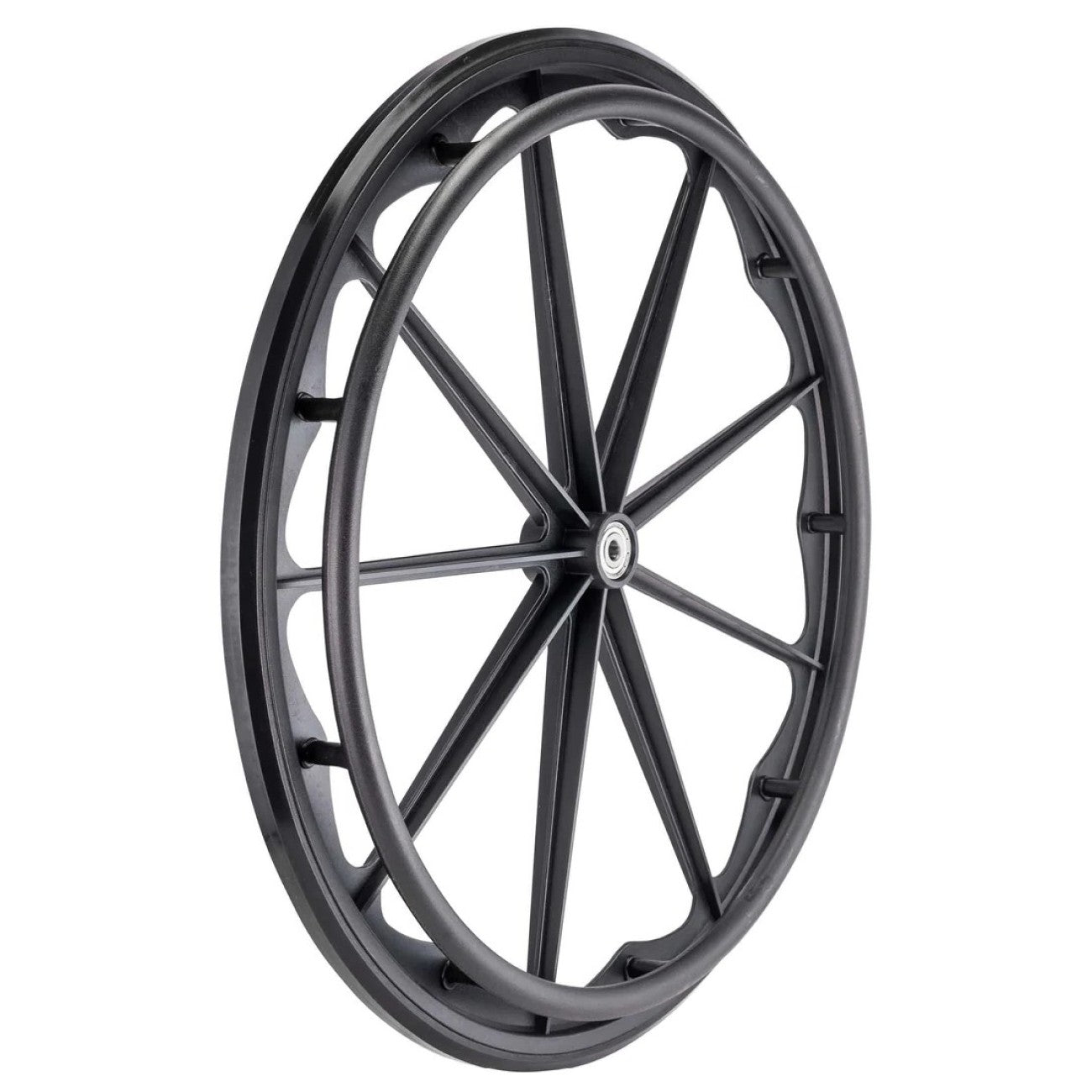 24 in. 9 Spoke Mag Wheel with 2 3/16 in. Hub and Tire shown in black with pyramid tire
