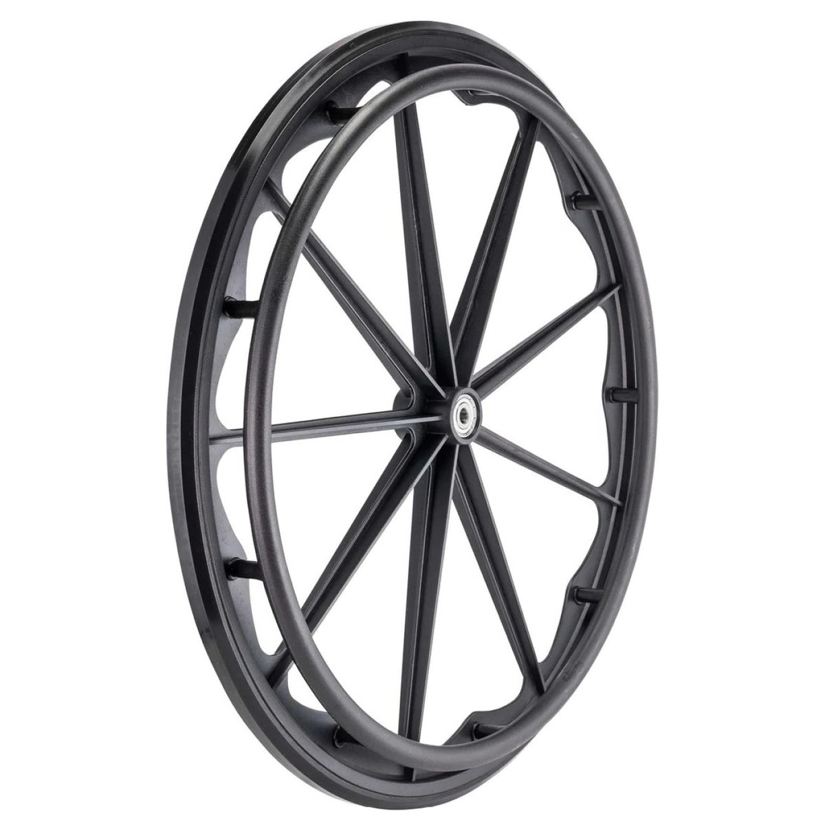 24 in. 9 Spoke Mag Wheel with 2 3/16 in. Hub and Tire shown in black with pyramid tire
