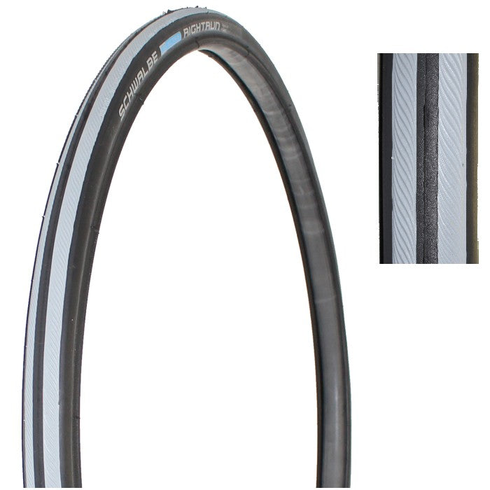 24 x 1 in. (25-540) Schwalbe RightRun HS 387 Wheelchair Tire showing gray and black tread