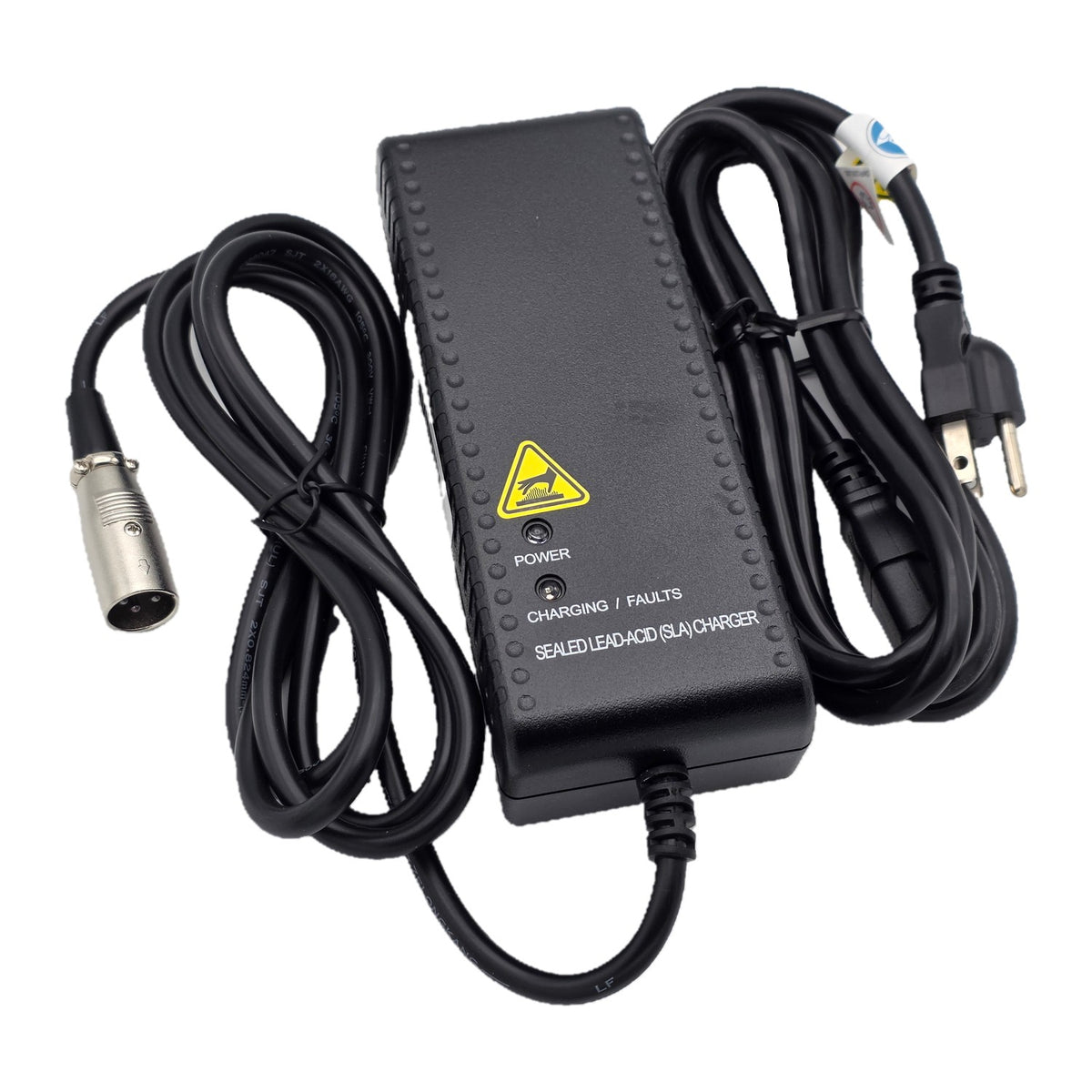 Top view of the replacement 24V 3.5A Battery Charger for Power Chairs and Mobility Scooters (UPG 71641 / 24BC3500T-4)