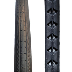 Close up view of the 24 x 1 1/4 in. (32-540) Aero-Flex Urethane Wheelchair Round Tire showing rounded tread and white cords