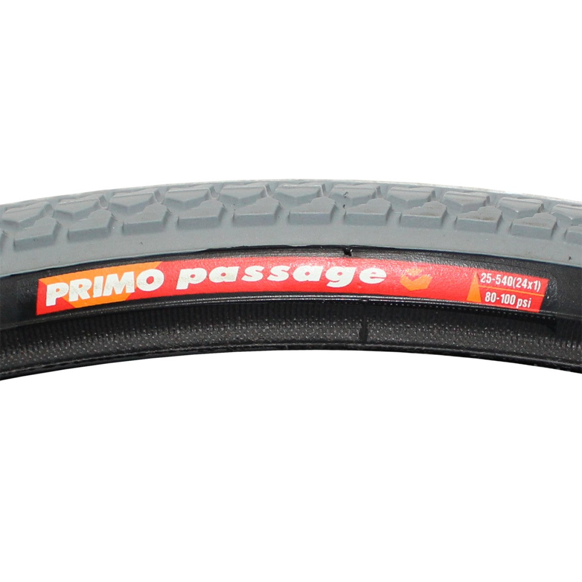 Close up view of the 24 x 1 in. (25-540) Primo Passage Wheelchair Tire for 80-100 psi
