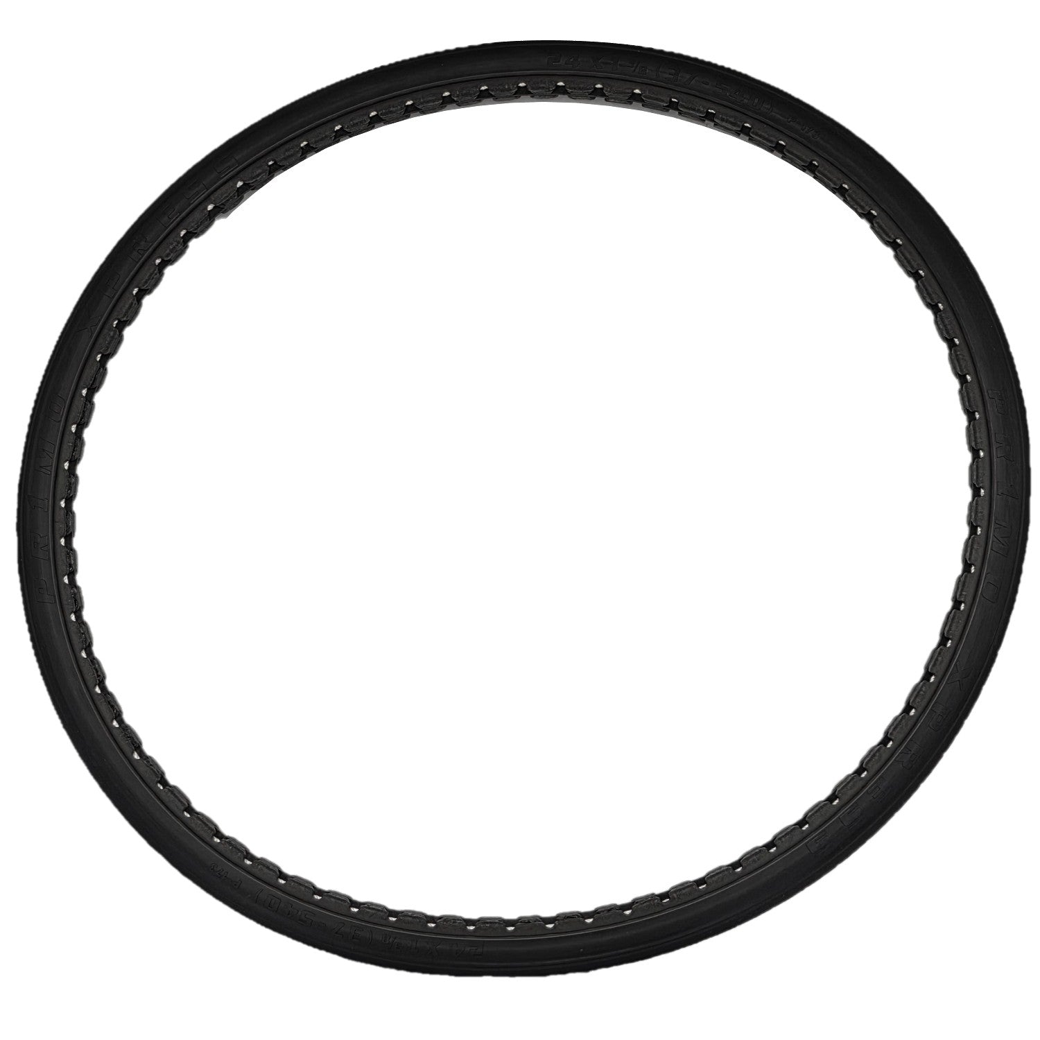 Side view of the 24 x 1 3/8 in. (37-540) Primo Express (Xpress) Urethane solid Wheelchair Tire showing white cords