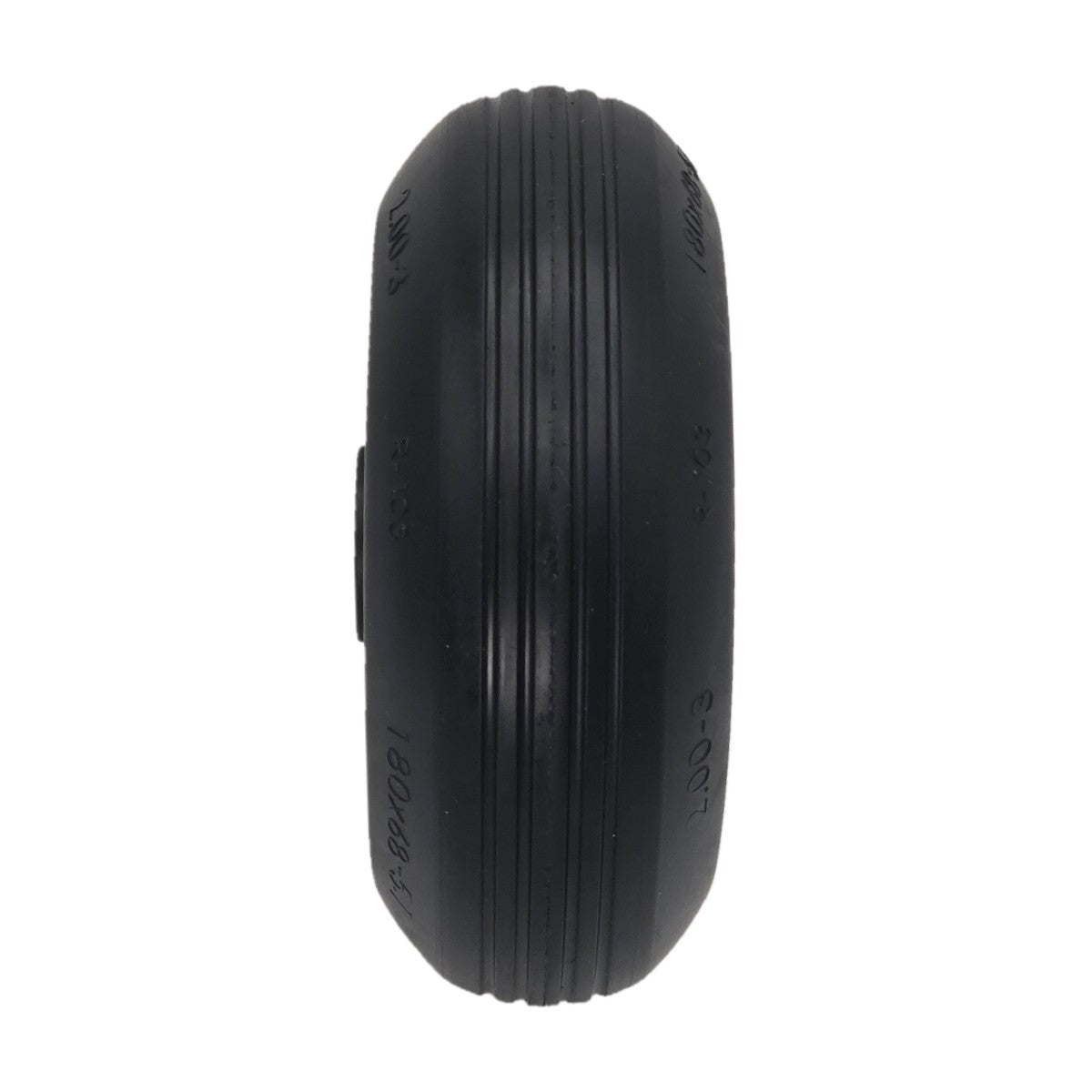 The replacement 2.50-3 (180 x 68) Caster Wheel for Permobil M1 and Permobil M3 Wheelchairs showing black solid rib tire.
