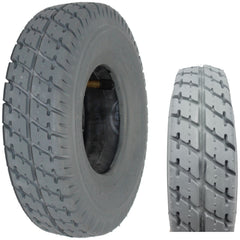 Angled view showing 2.80x2.50-4 Primo Durotrap Wheelchair and Scooter Tire with close up of C-9210 gray tread