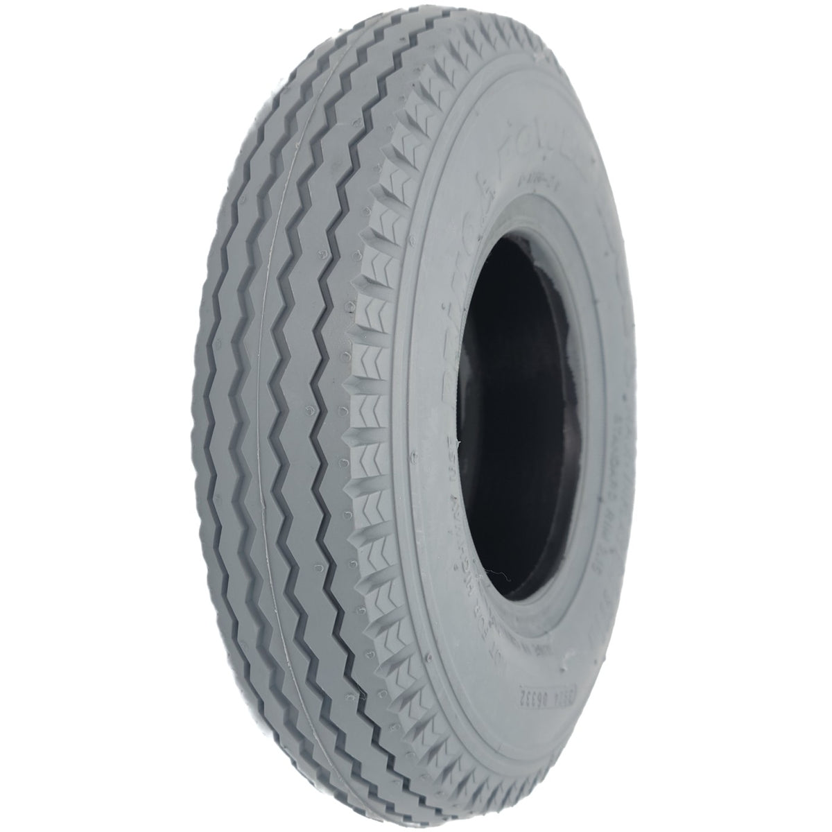 Angled view of 280 x 250-4 (9 x 2 3/4) Primo Power Edge Sawtooth Wheelchair and Scooter Tire showing C-178G tread.