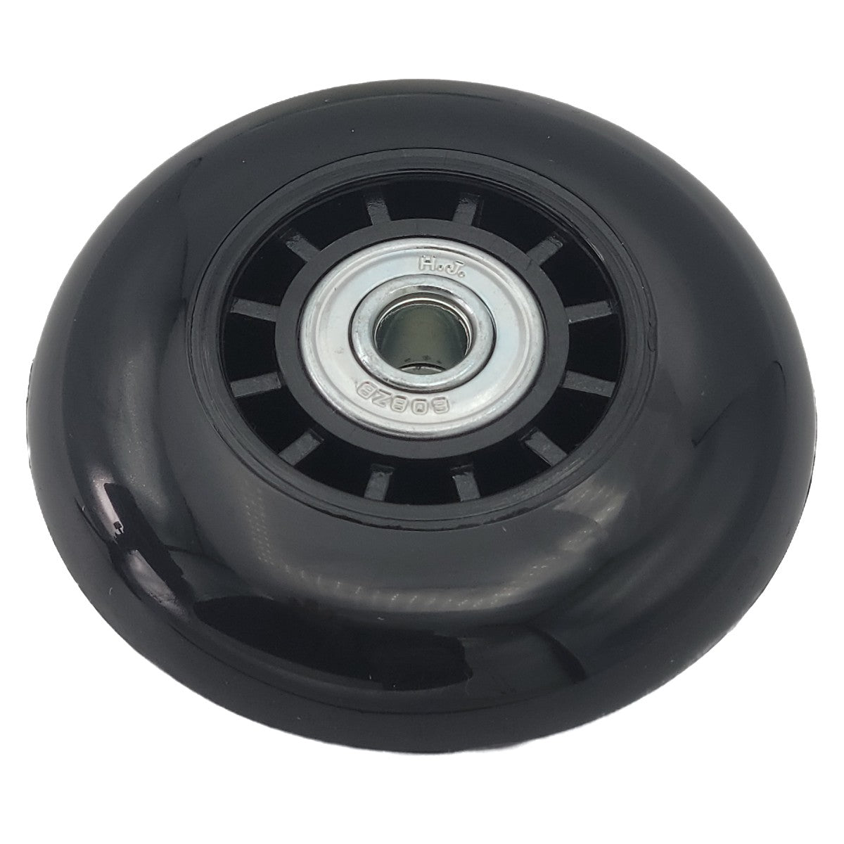 Angled view of the 3 x 1 in. Anti-Tip Caster Wheel for Wheelchairs and Scooters shown in black