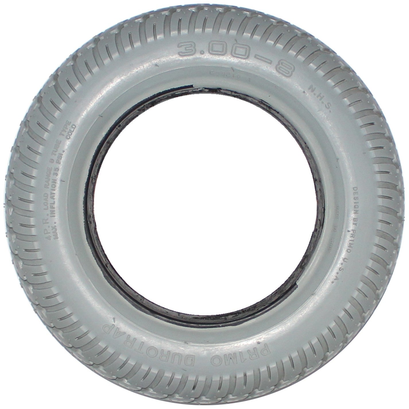3.00-8 (14 x 3 in.) Primo Durotrap Foam Filled Wheelchair Tire - side view shown with C9210 tread