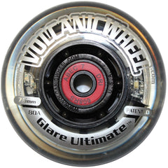 Front view of 3 x 1 in. (76 mm) Volcanic Light-Up Wheelchair Caster Wheel with LED flashing lights