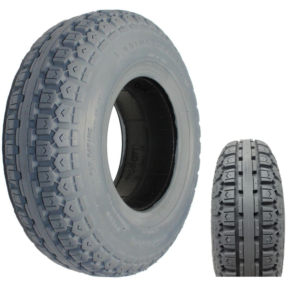 4.10 x 3.50-6 Primo Ability Foam Filled Wheelchair / Scooter Tire - showing C168 tread pattern