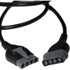 Close up view of the 40" Extension Cable for VR2 Joystick for Power Chairs showing plug and socket style connectors.