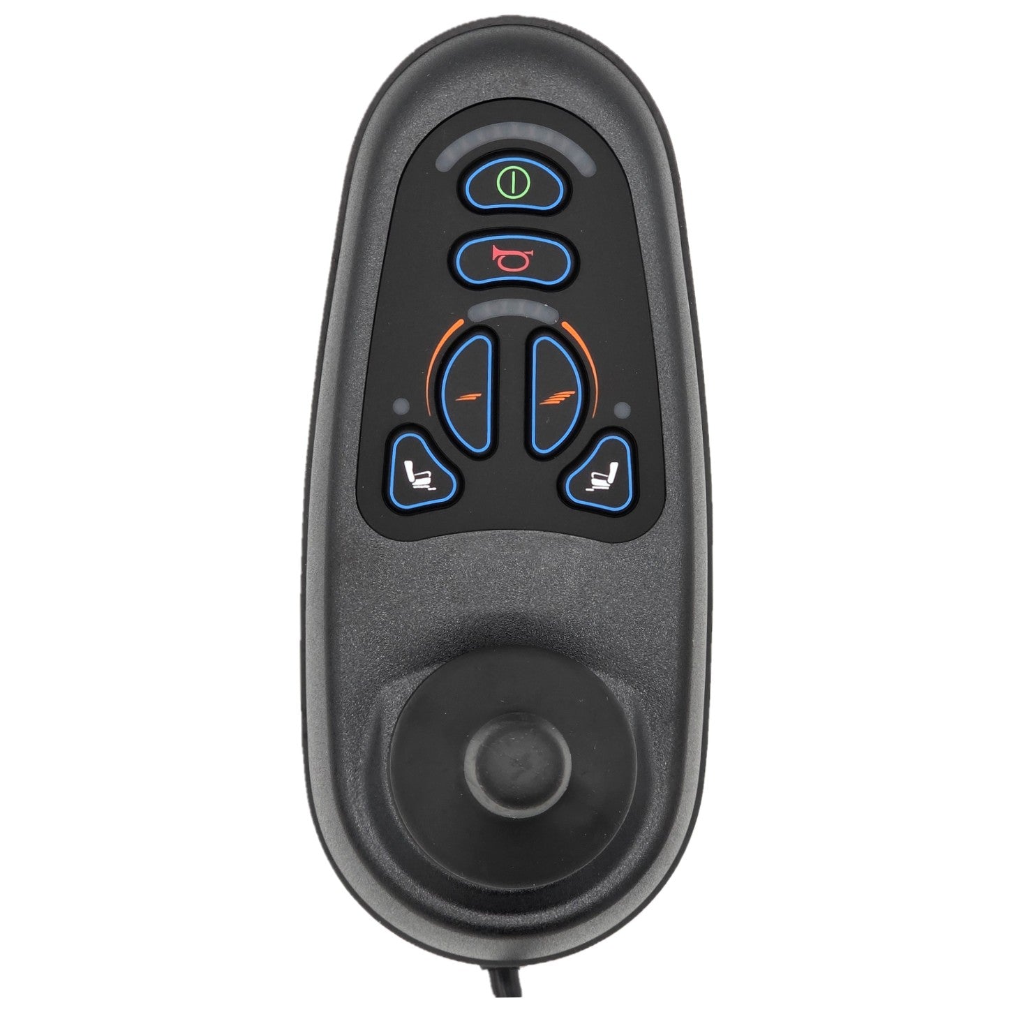 The 6 Key VR2 Joystick Controller for Power Chairs (PG Drives Technology D50680.01) features a 4 foot long cable with a 4 pin connector.