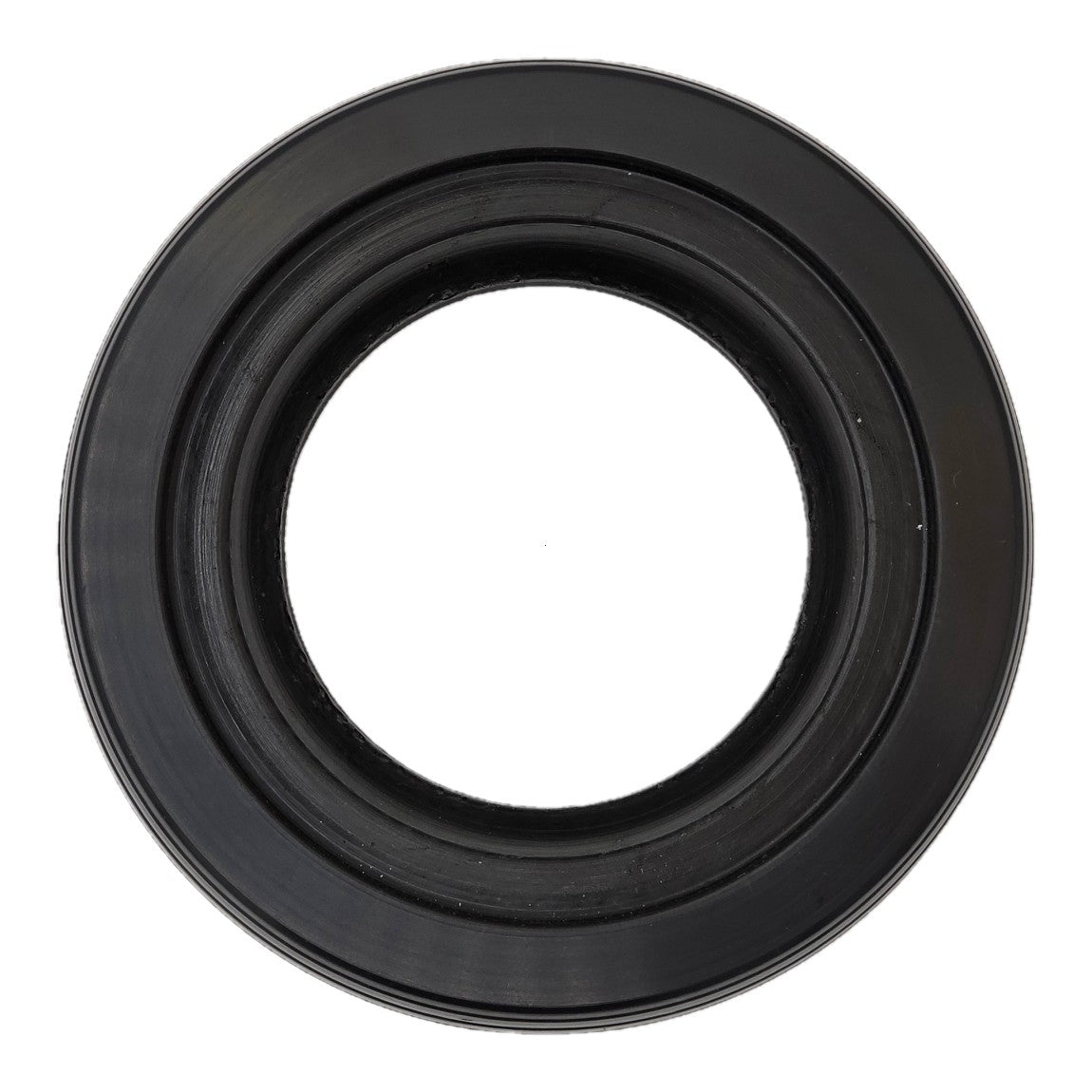 Side view of 6 x 2 in. (150x50) Ribbed solid Urethane Wheelchair Tire for caster wheels in Black color