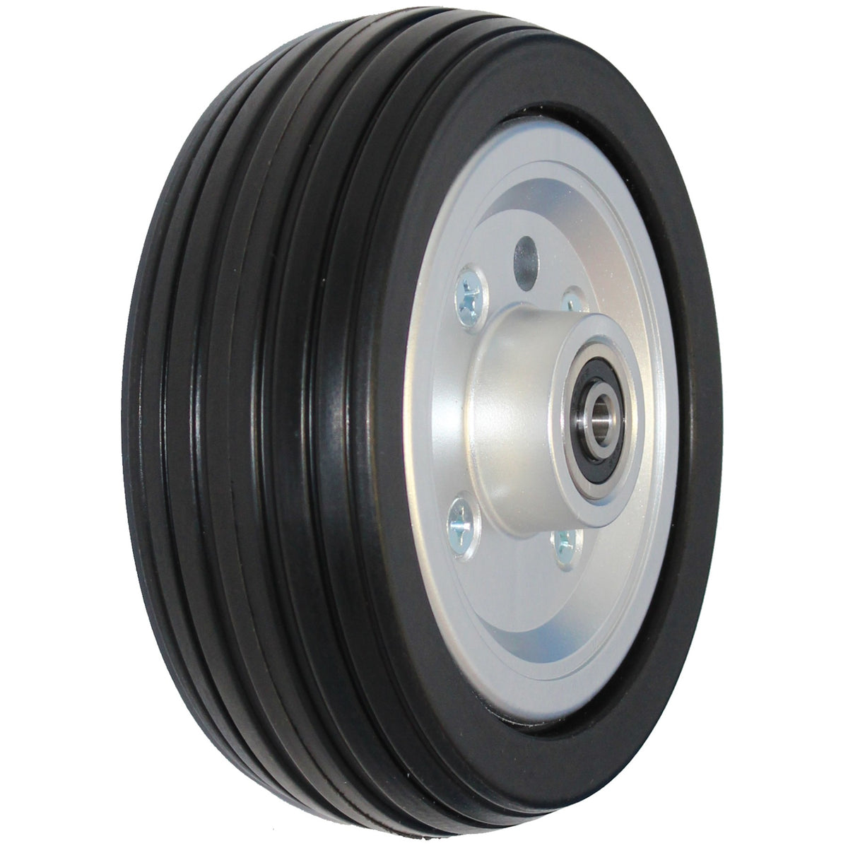 6 x 2 in. Pride Replacement Wheelchair Caster Wheel - Angled view showing silver hub and black tire
