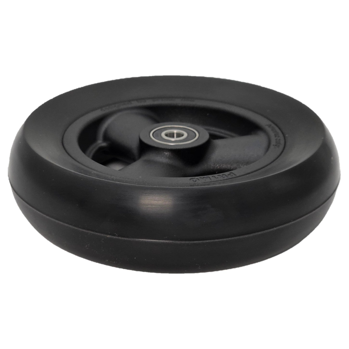 Angled view of 6 x 1 1/2 in. Pr1mo Hollow Spoke Wheelchair Caster Wheel shown. Assembled ready to install