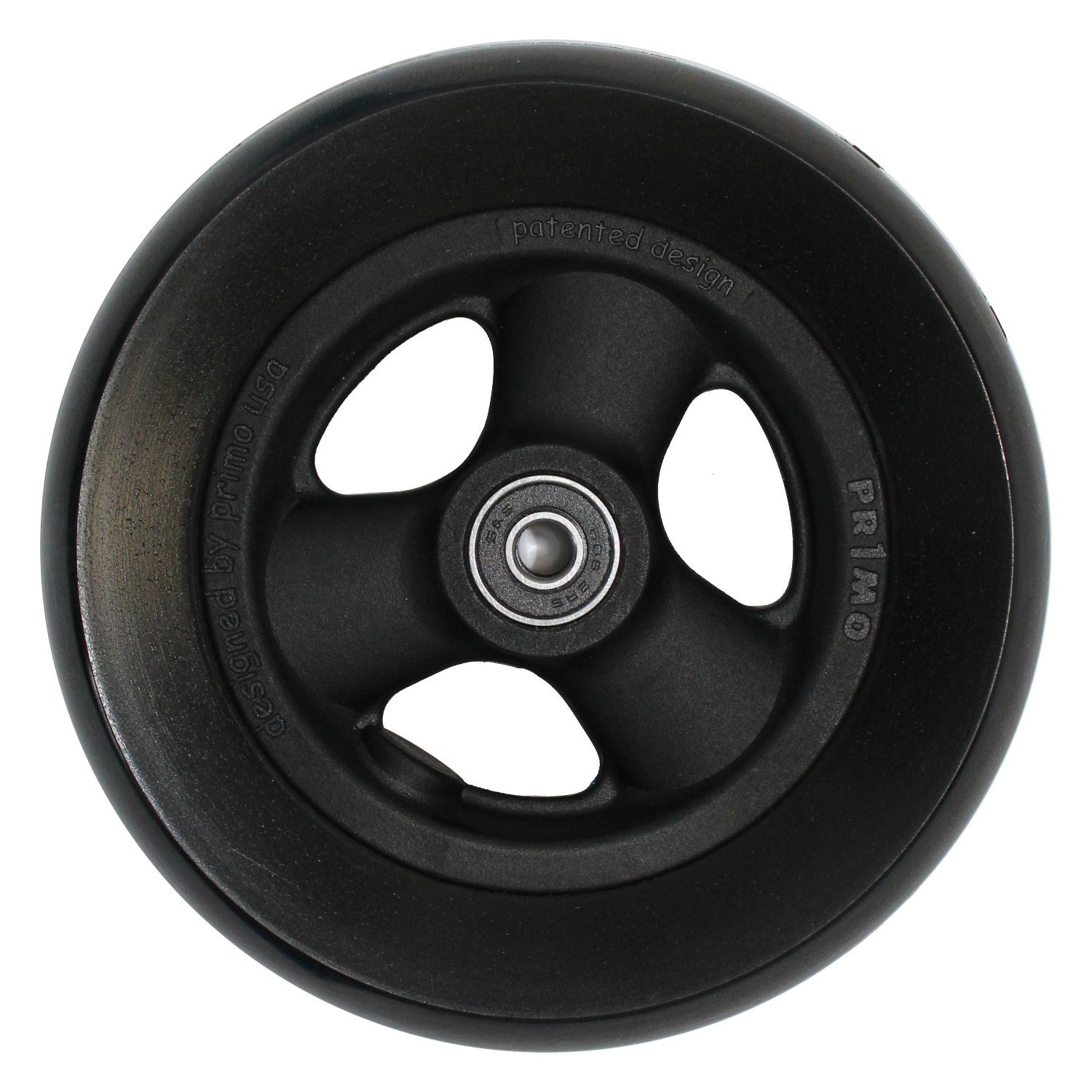 Front view of 6 x 1 1/2 in. Pr1mo Hollow Spoke Wheelchair Caster Wheel shown ready to install