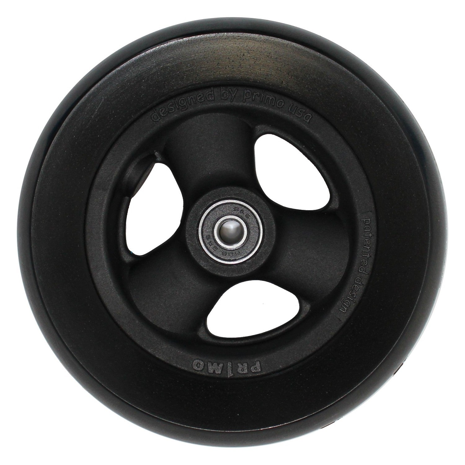 Front view of 6 x 1 1/2 in. Pr1mo Hollow Spoke Wheelchair Caster Wheel shown ready to install