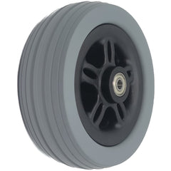 Angled view showing the 6 x 2 in. Caster Wheel Assembly for Merits Power Chairs with 2.4 in. Hub showing fully assembled wheel with 608Z bearing.