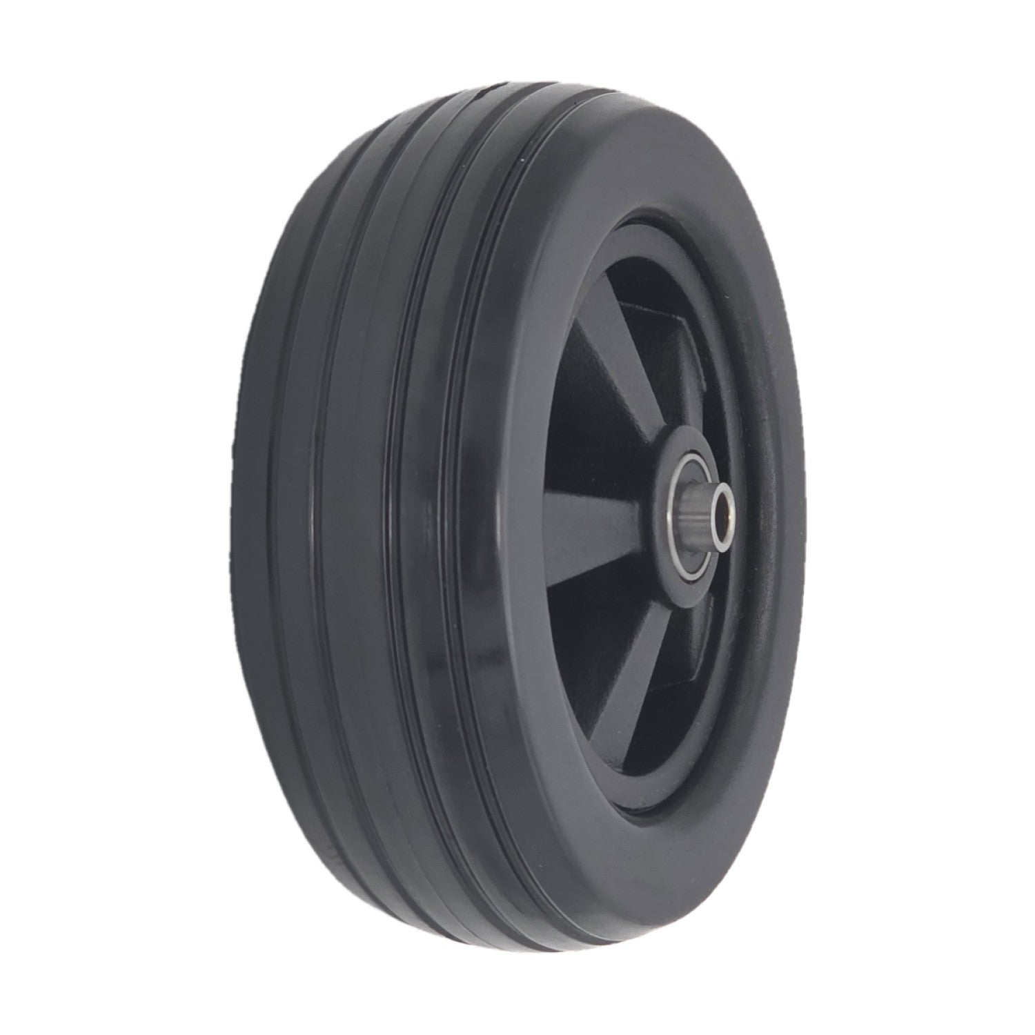This 6 x 2 in. Black Caster Wheel Assembly for Golden Compass and Alante features a five spoke hub and multi ribbed tread for a smooth comfortable ride.