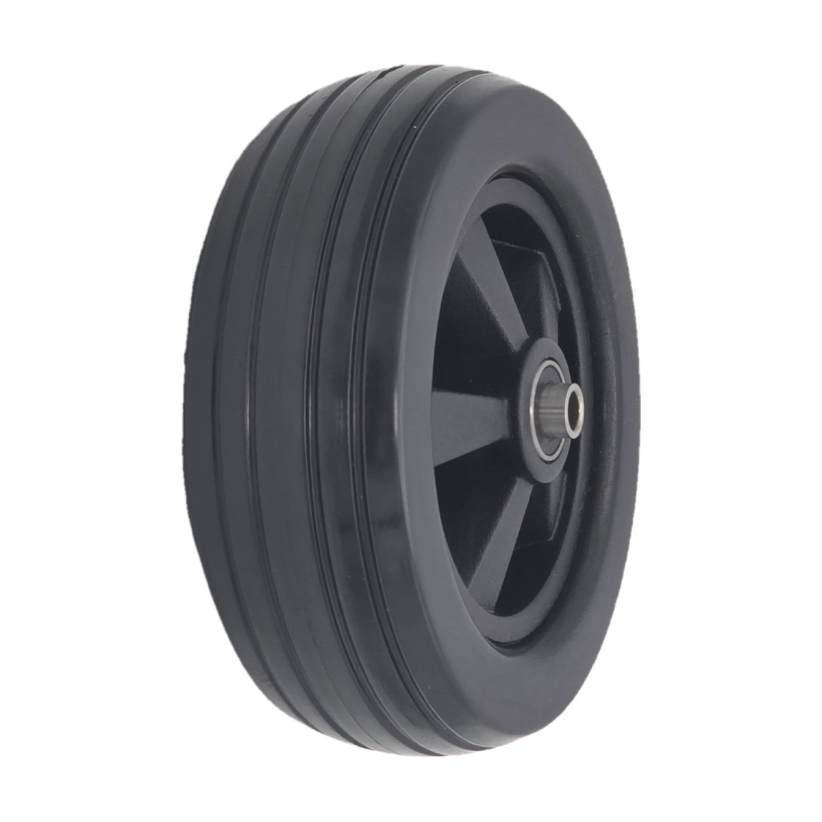 This 6 x 2 in. Black Caster Wheel Assembly for Golden Compass and Alante features a five spoke hub and multi ribbed tread for a smooth comfortable ride.