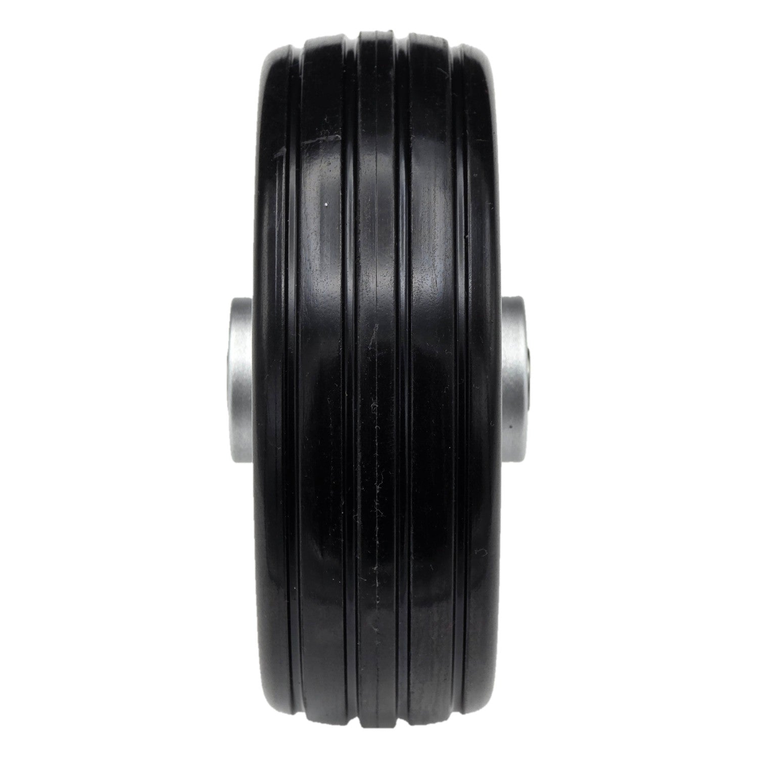 Close up view of 6 x 2 in. Jazzy 600 ES and Jazzy Elite 14 Replacement Wheelchair Caster Wheel showing black ribbed tire