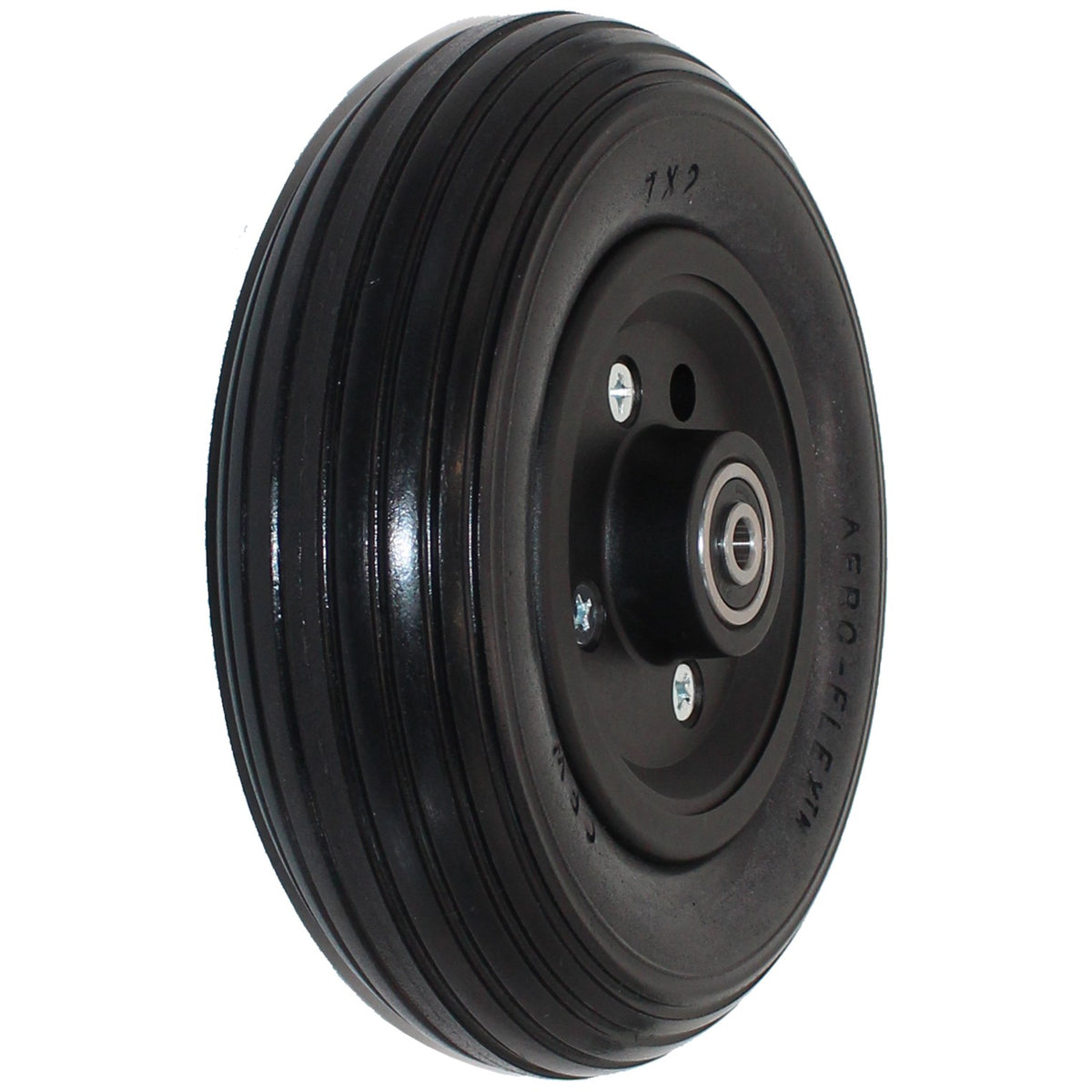 7 x 2 in. Quickie Replacement Wheelchair Caster Wheel angled view in black