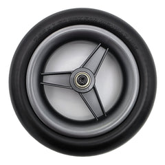 Side view of the 7.85 x 1.60 front caster wheel assembly for Pride Jazzy Ultra Light power chair. Not for highway use