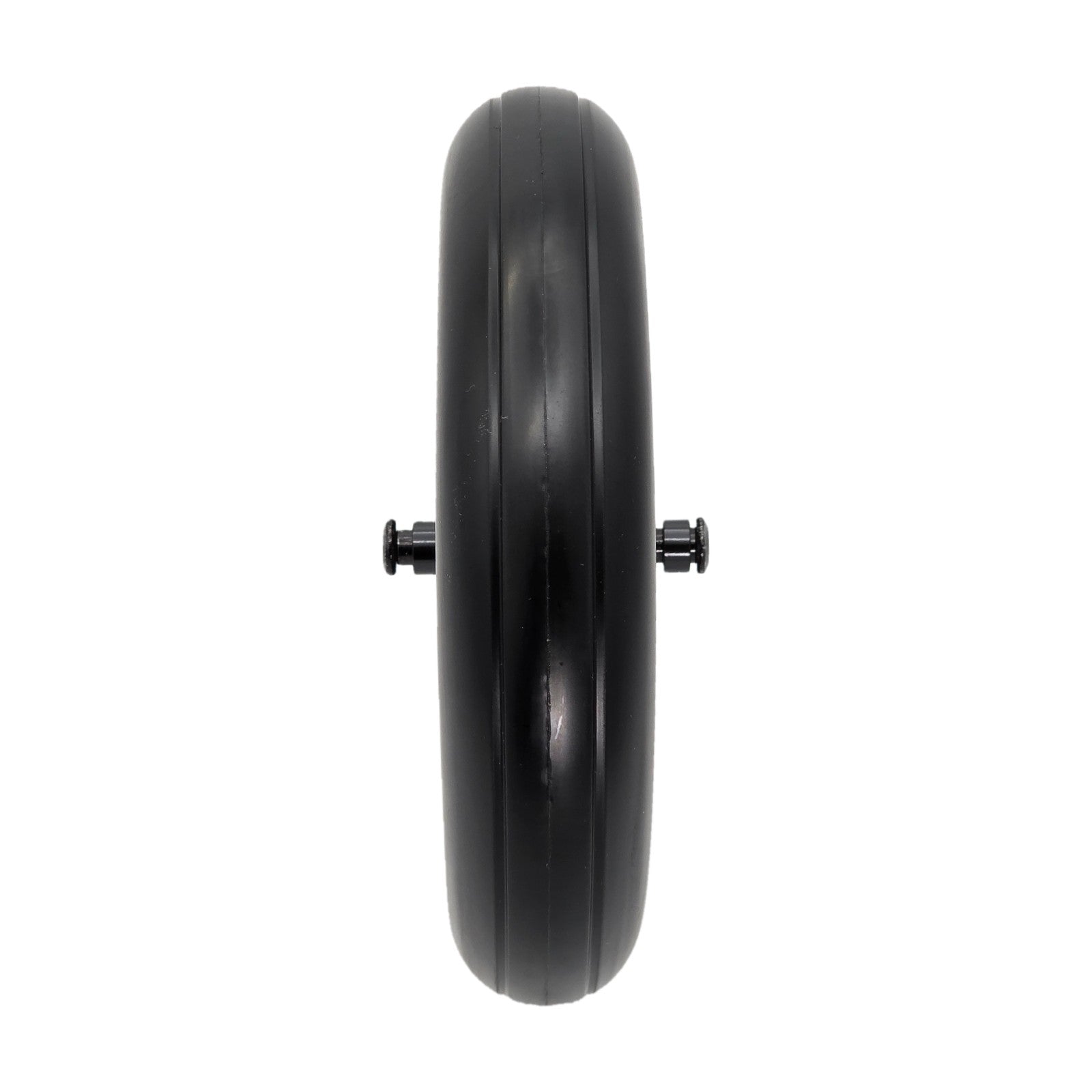 Close up view of the front caster wheel assembly for Pride Jazzy Ultra Light power chair
