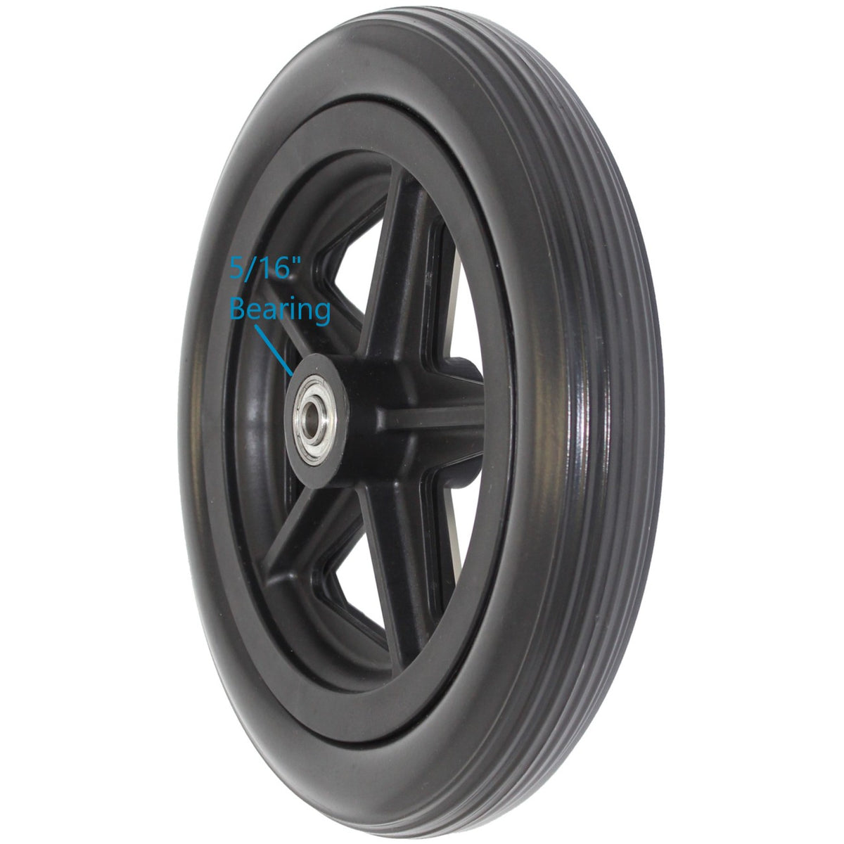 8 x 1 1/4 in. 5 Spoke Wheelchair Caster Wheel with 1 1/2 in. Hub shown with 5/16 bearing