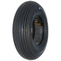 Angled view of the 8 x 2 in. (200 x 50) Primo Powertrax pneumatic wheelchair and scooter tire shown in black