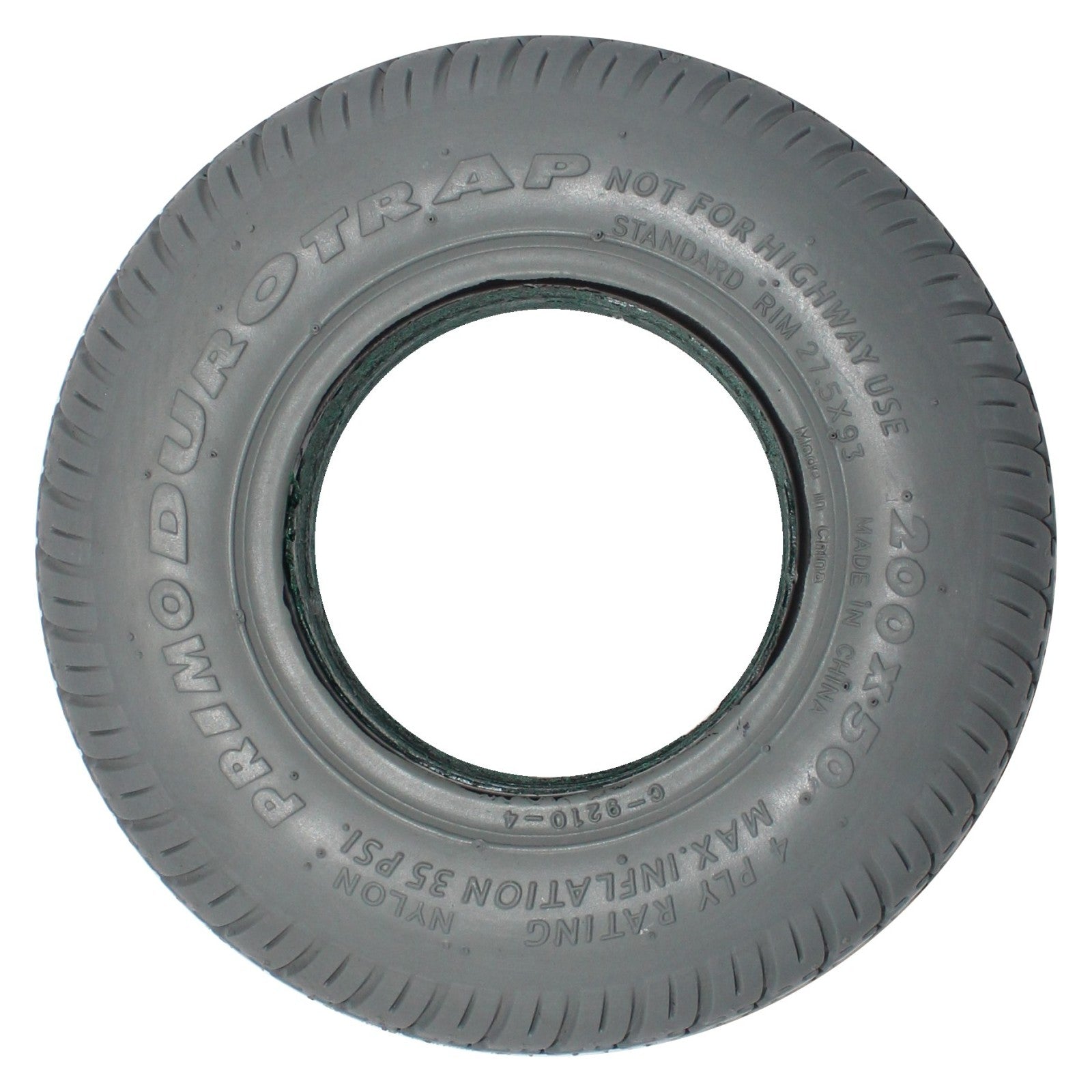 8 x 2 in. (200x50) Primo Durotrap Foam Filled Wheelchair and Scooter Tire scooter tire side view showing C-9210 tread in gray