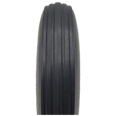 Close up view of 8 x 2 in. (200 x 50) Multi Rib Black Urethane Wheelchair Tire showing black ribbed tread