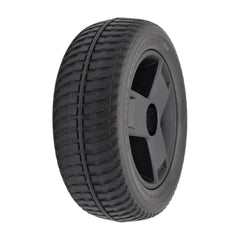 The 9x3 Pr1mo Powertrax Drive Wheel for Pride Go Chair Med Power Chair features an assembled black tire and 3 spoke rim for easy install.