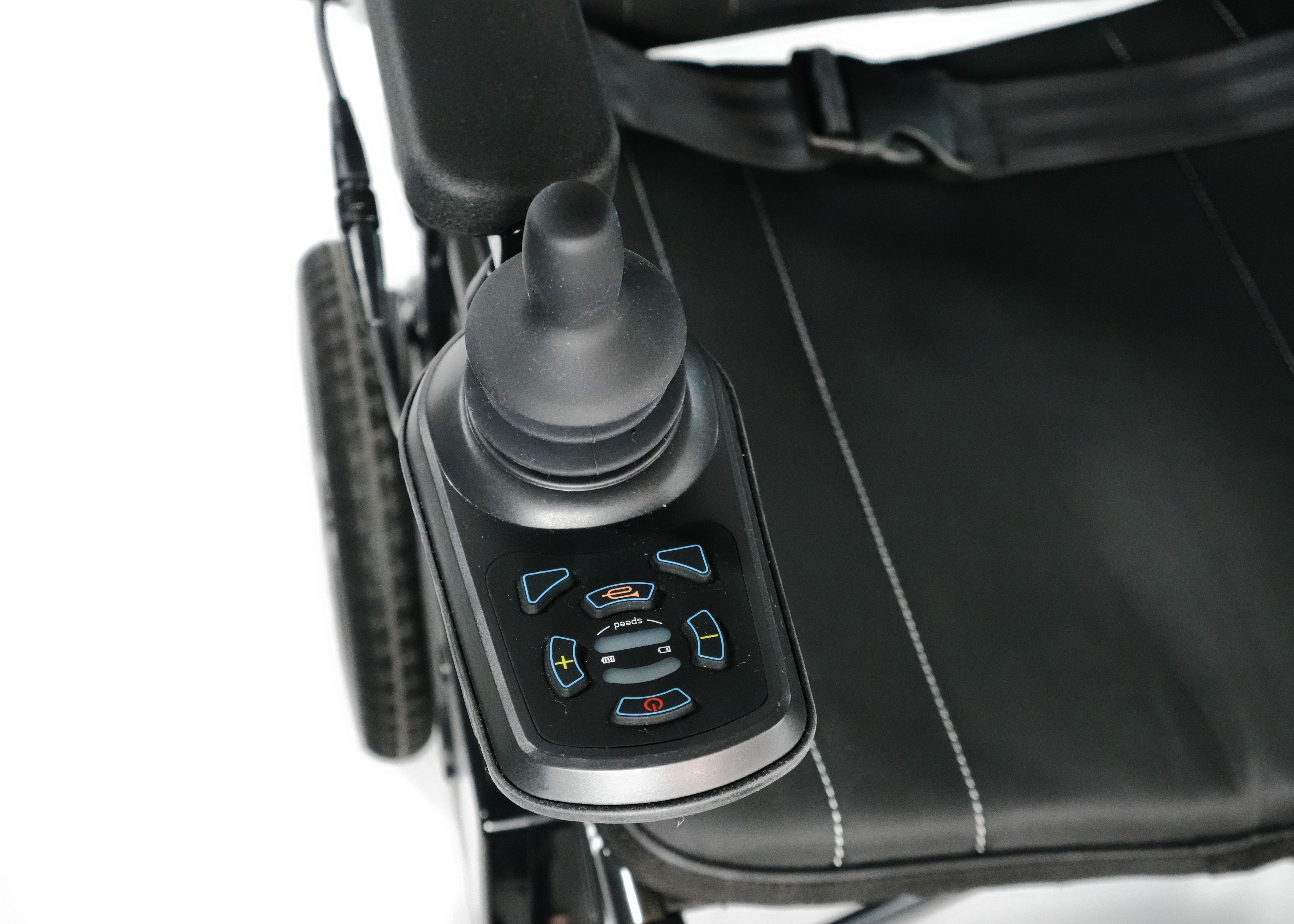 Experience unmatched freedom with the Air 2026 Lightweight Folding Power Chair by Journey Health. Redesigned with larger wheels, powerful brushless motors, and foldable for easier transport. Showing Joystick