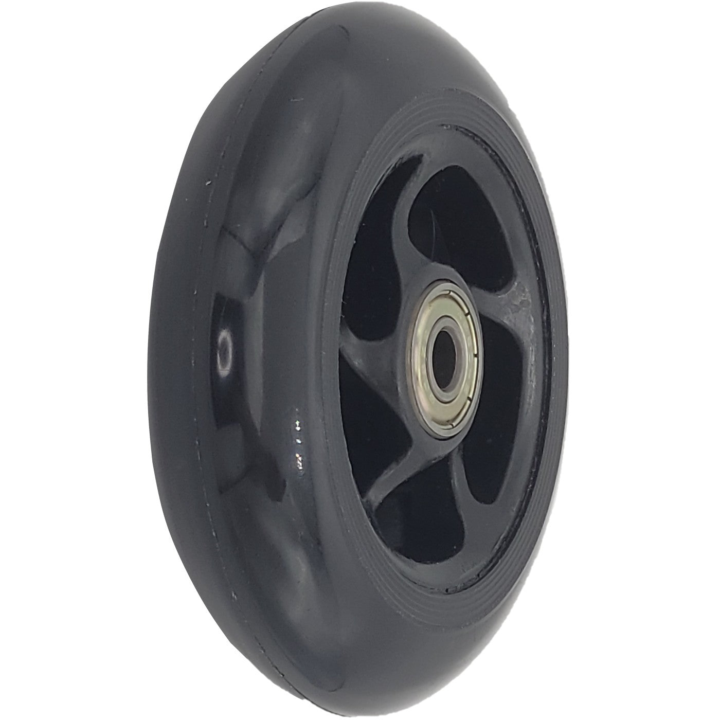 Angled view of the Anti Tip Front Caster Wheel for Merits AVID Axcel Power Wheelchair P335 model