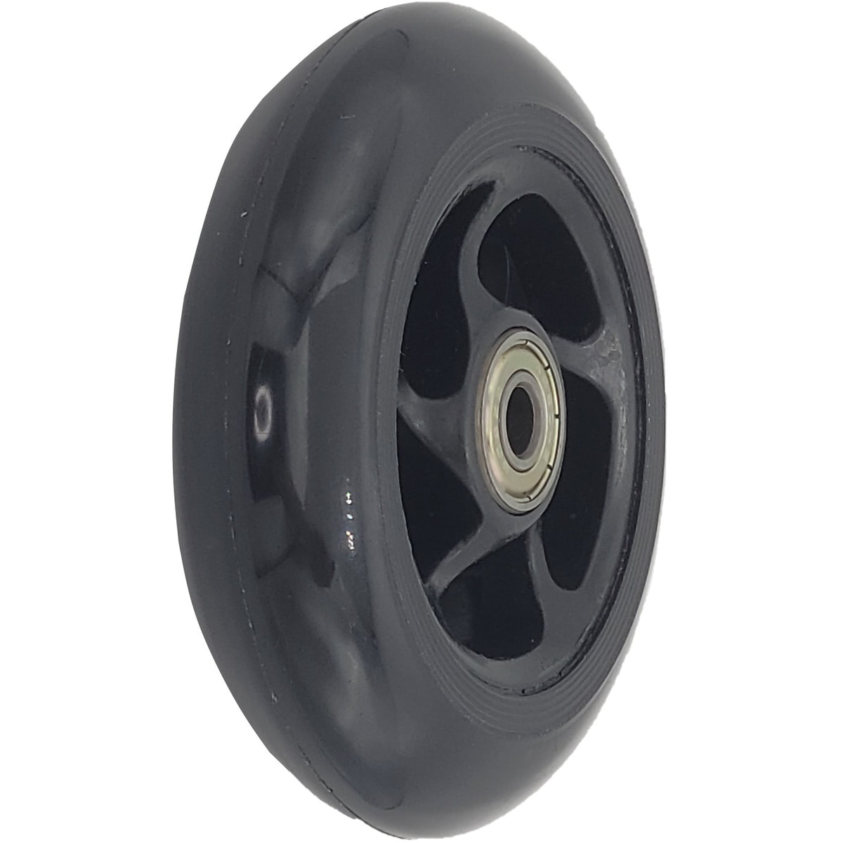 Angled view of the Anti Tip Front Caster Wheel for Merits AVID Axcel Power Wheelchair P335 model