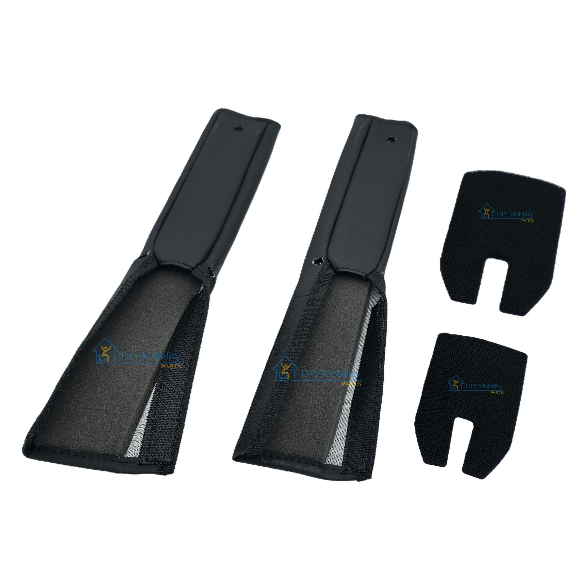Back view of the Armrest pad cover set for Pride Jazzy Ultra Light power wheelchair. Includes both left and right covers, approximately 12 inches long. Pride ACC2404954.