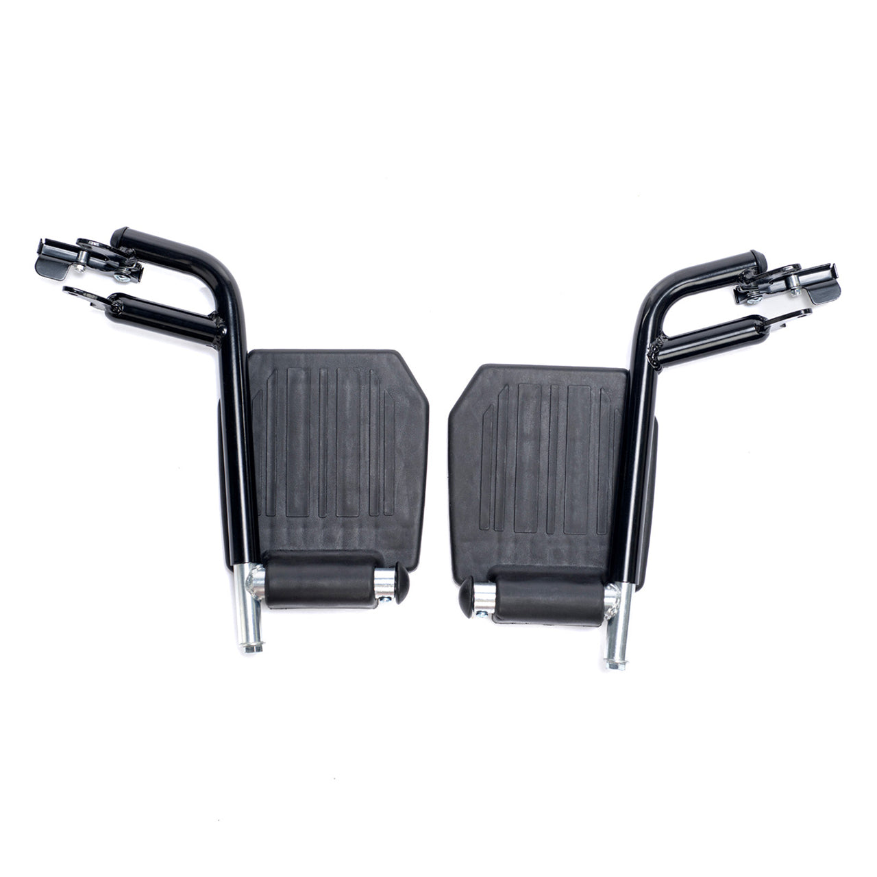 Lightweight aluminum transport wheelchair in blue designed for travel and daily use. Quick disconnect footrests available